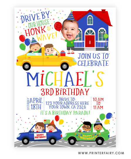 Drive-Thru Birthday Parade Invitation with Photo