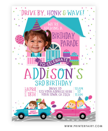 Drive-Thru Birthday Parade Invitation with Photo