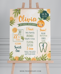 Sweet Orange First Birthday Board