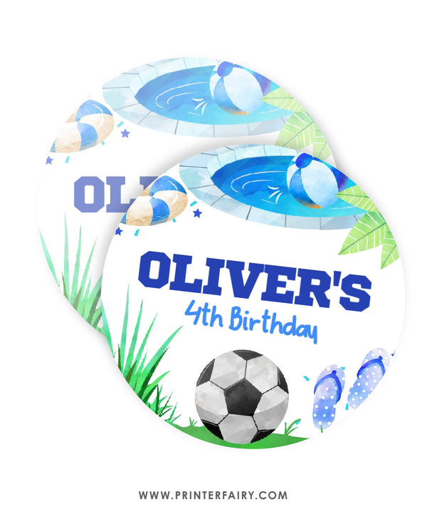 Pool & Soccer Birthday Party Toppers