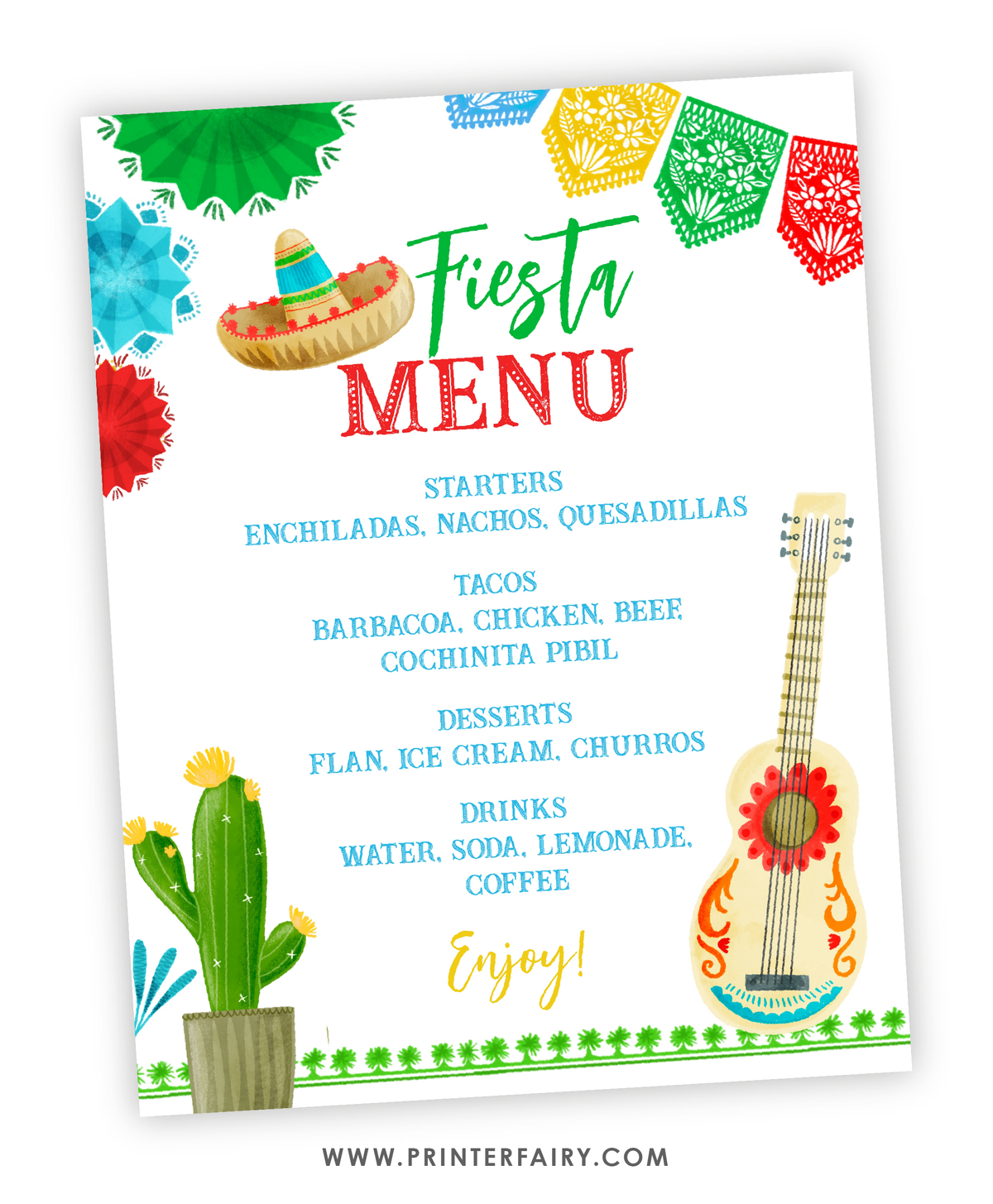 Fiesta Birthday Party Menu