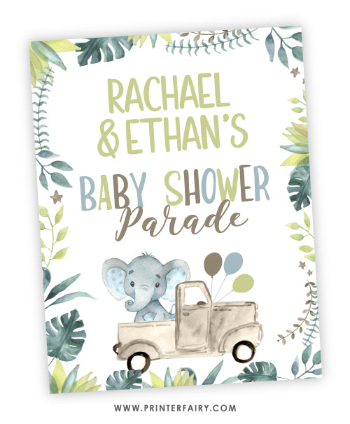 Elephant Baby Shower Parade Sign