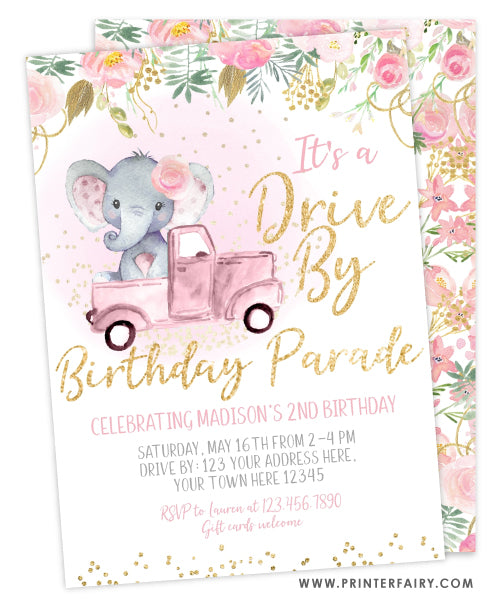 Elephant Birthday Parade Invitation