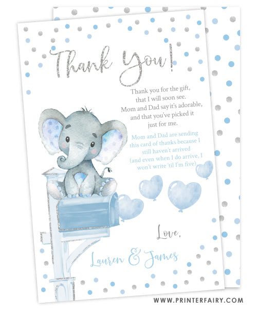 Elephant Shower by Mail Thank You Card