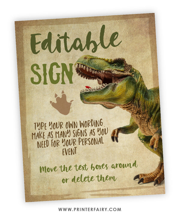 Dinosaur Birthday Party Sign