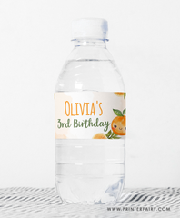 Sweet Orange Birthday Party Water Bottle Label