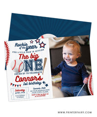 Baseball First Birthday Invitation with Photo