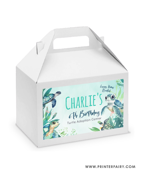 Sea Turtle Birthday Gable Box