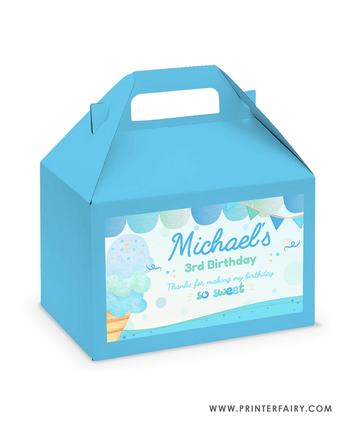 Ice Cream Party Gable Box Label