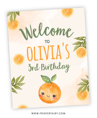 Sweet Orange Birthday Party Welcome Sign