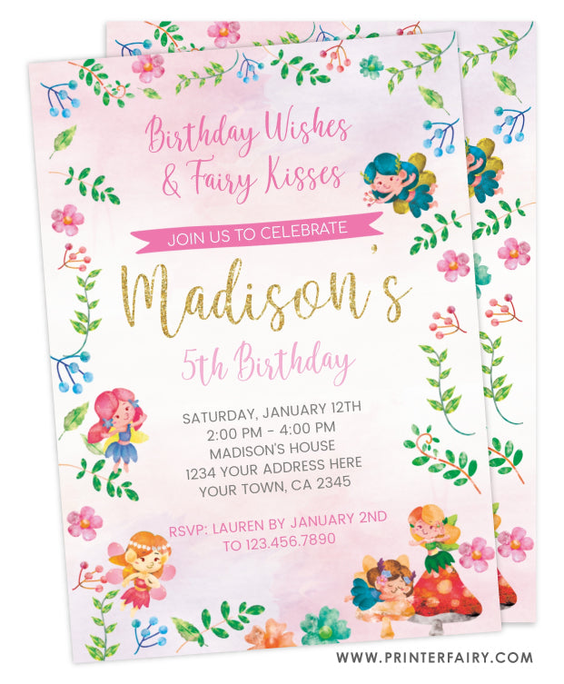 Fairies Birthday Party Invitation