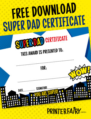 Father's Day Super Dad Certificate