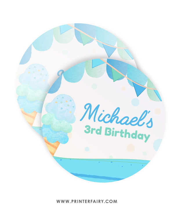 Ice Cream Birthday Party Toppers