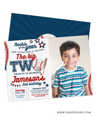 Baseball Second Birthday Invitation with photo