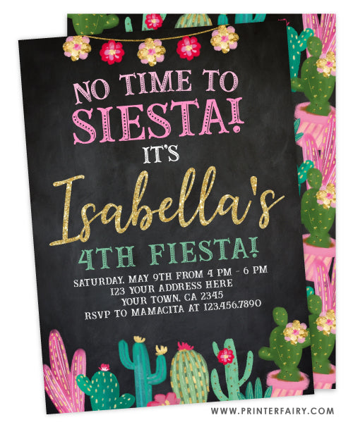 Fiesta Cactus Birthday Invitation