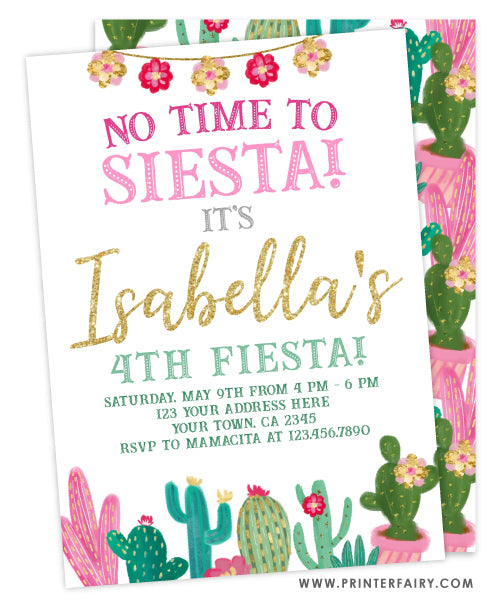 Fiesta Cactus Birthday Invitation