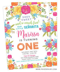 Fiesta Floral First Birthday Invitation