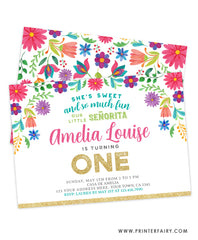 Fiesta Floral First Birthday Invitation