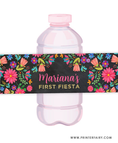 Fiesta Floral Water Bottle Labels