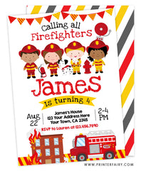 Firefighters Birthday Invitation