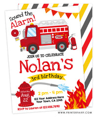 Firetruck Birthday Invitation