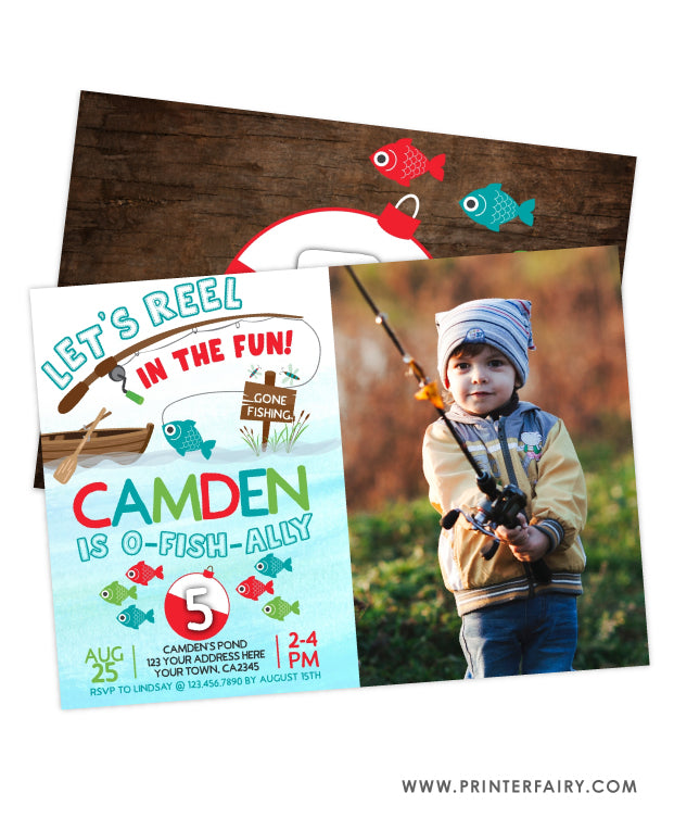 Fishing Birthday Invitation with Photo