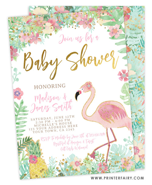 Flamingle Baby Shower Invitation