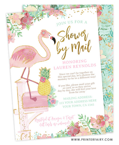 Flamingle Shower by Mail Invitation