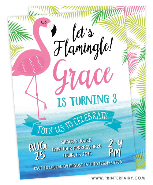 Flamingo Birthday Party Invitation