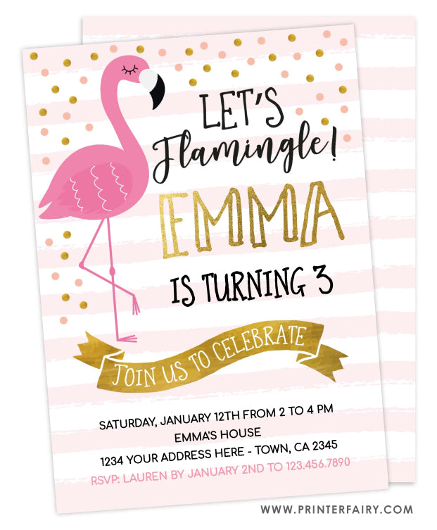 Flamingo Party Birthday Invitation