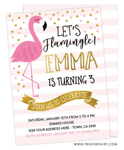 Flamingo Party Birthday Invitation
