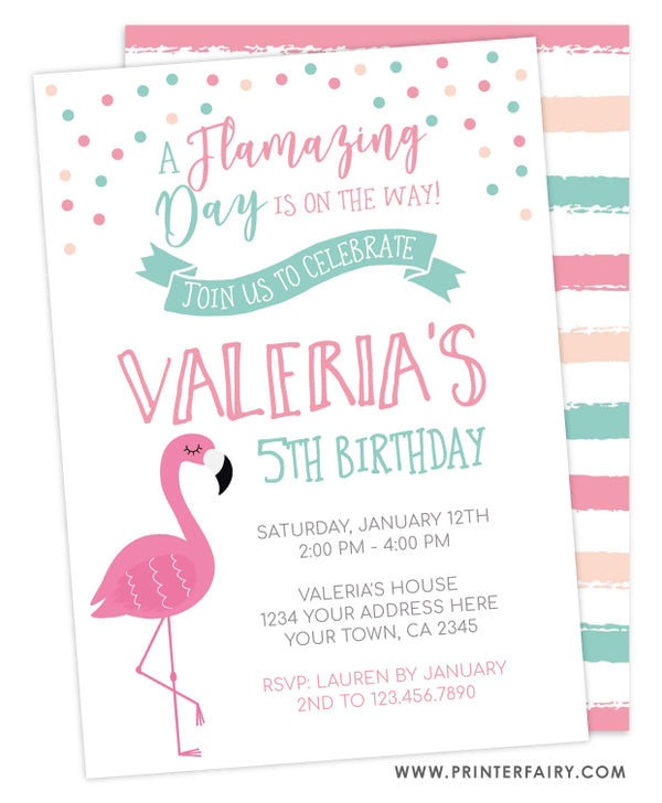 Flamingo Party Birthday Invitation