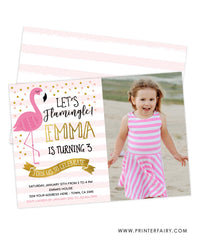 Flamingo Party Birthday Invitation with Photo