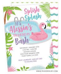 Flamingo Pool Party Invitation