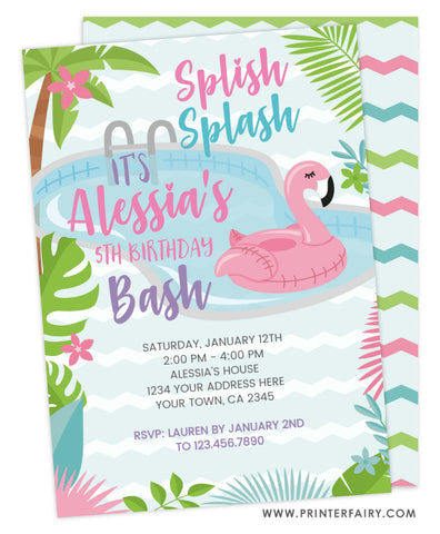 Flamingo Pool Party Invitation