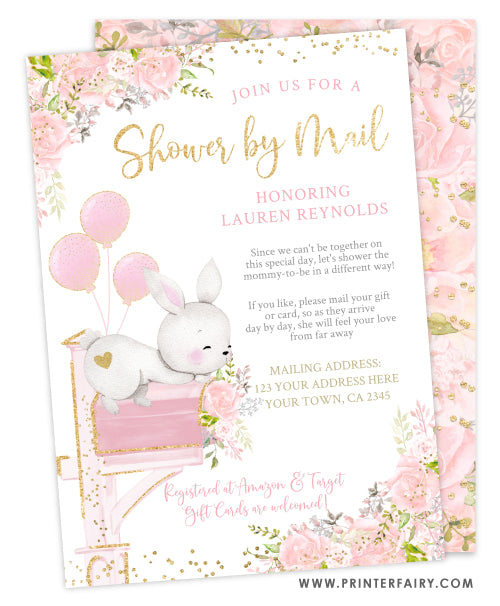 Floral Bunny Shower by Mail (Pink & Gold)