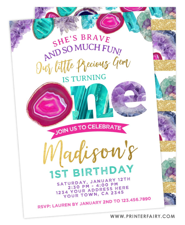 Gem First Birthday Invitation