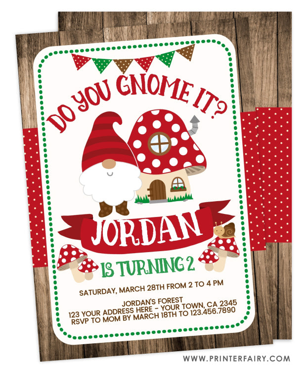 Gnome Birthday Invitation