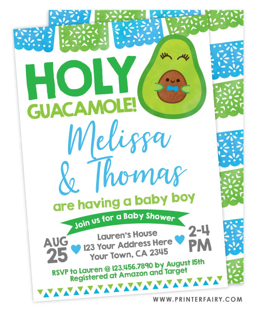 Guacamole Baby Shower Invitation
