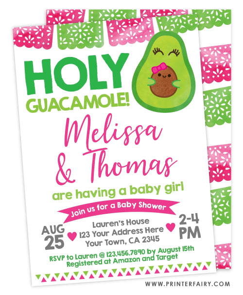 Guacamole Baby Shower Invitation