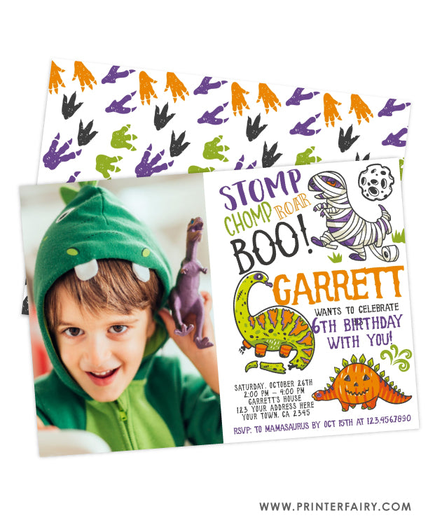 Dinosaurs Halloween Invitation with Photo