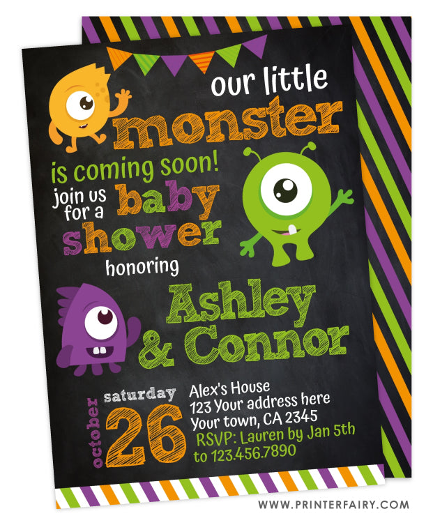 Halloween Little Monster Baby Shower Invitation