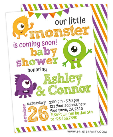 Halloween Little Monster Baby Shower Invitation