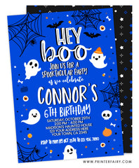 Hey Boo Halloween Birthday Invitation