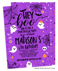 Hey Boo Halloween Birthday Invitation