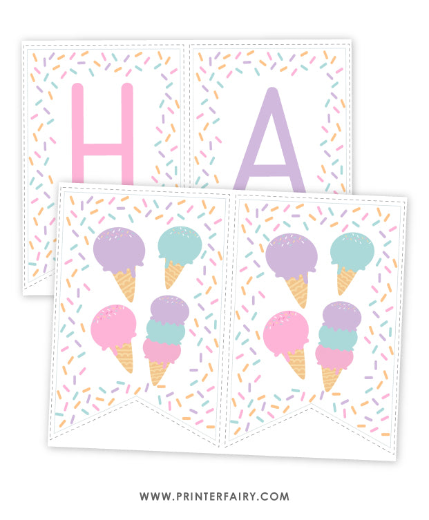 Ice Cream Birthday Banner