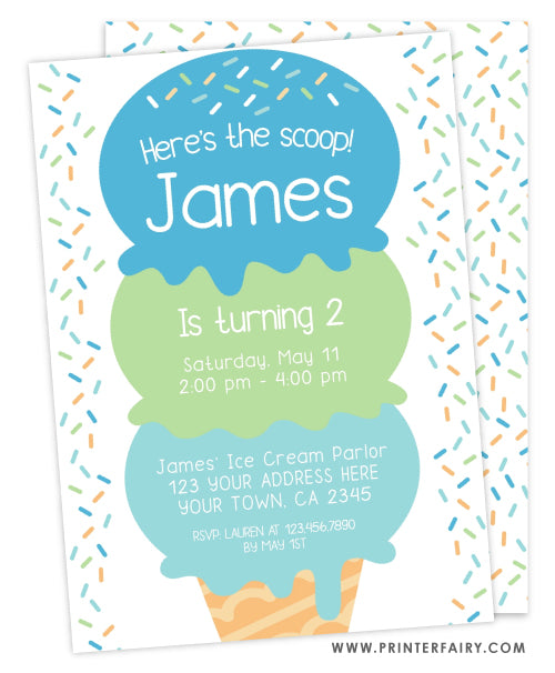 Ice Cream Birthday Party Invitation