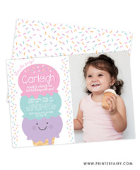 Ice Cream Birthday Party Invitation with Photo