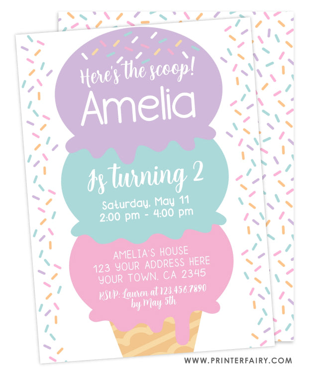 Ice Cream Birthday Party Invitation