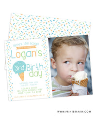 Ice Cream Birthday Party Invitation with Photo